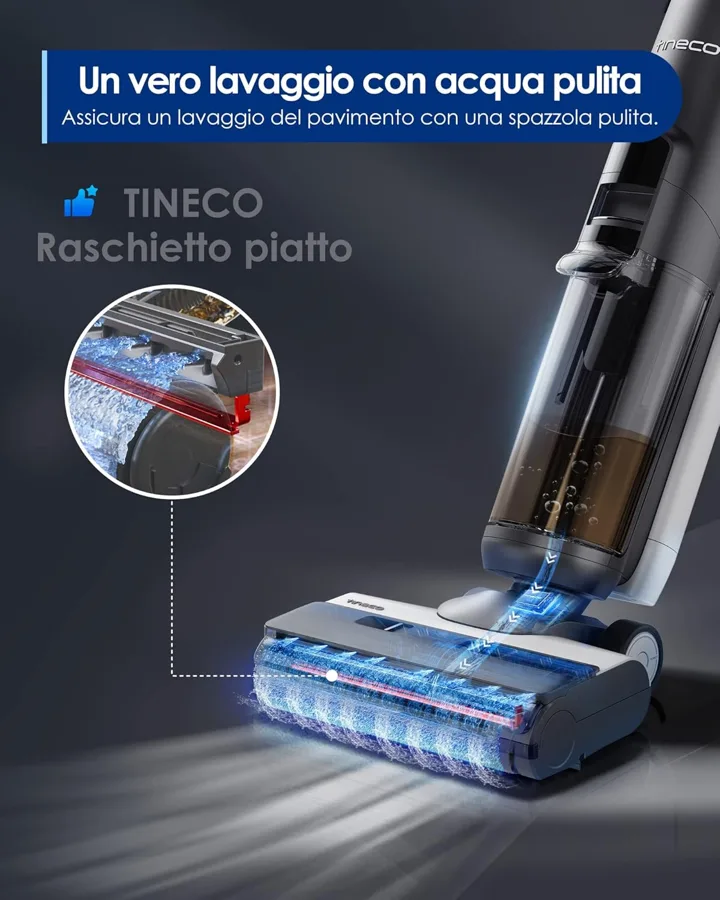 Il raschietto piatto della S5 tiene pulito il rullo con acqua pulita