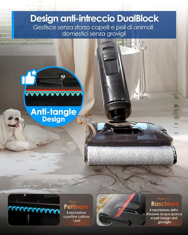 Antigroviglio DualBlock della S7 Stretch Steam sui peli di un cane