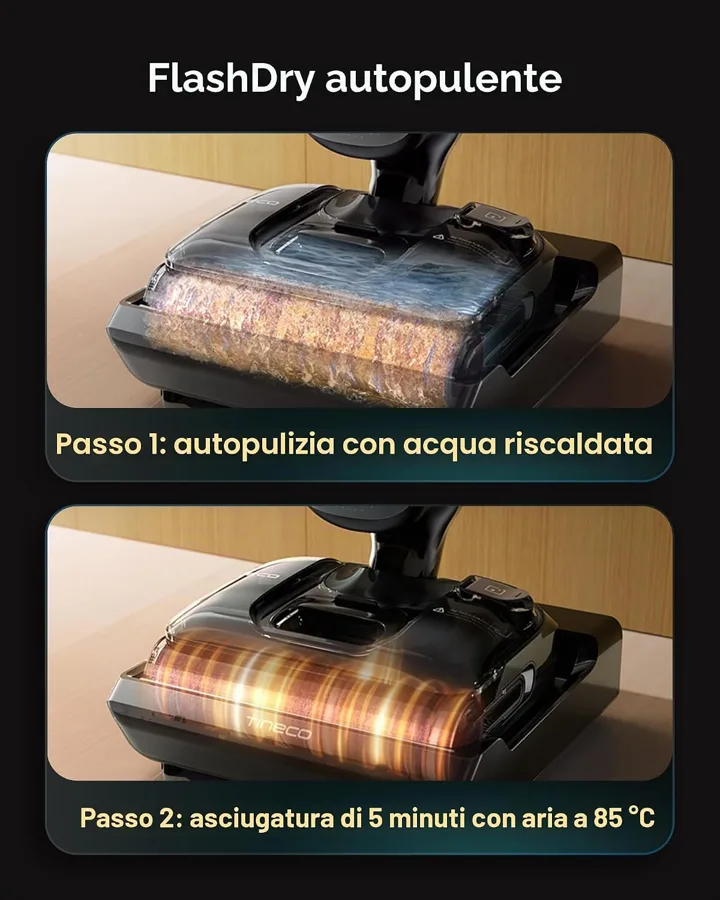 Autopulizia FlashDry: lavaggio con acqua riscaldata e asciugatura a 85 °C