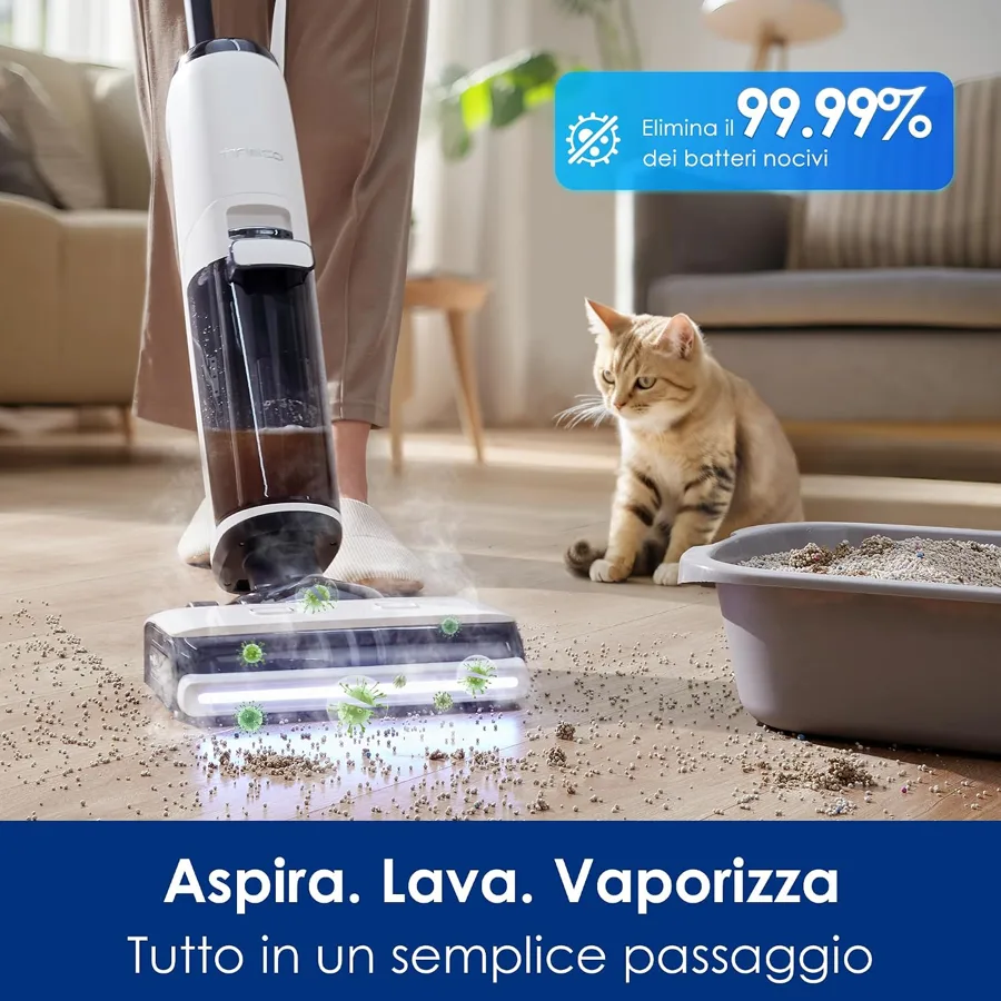 Lavapavimenti Tineco S7 Steam che aspira, lava e vaporizza